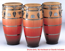 Load image into Gallery viewer, Pearl Folkloric Thai Oak Crimson Sunrise Quinto Segundo Tumbador Traditional Drums 11",11.75",12.5"
