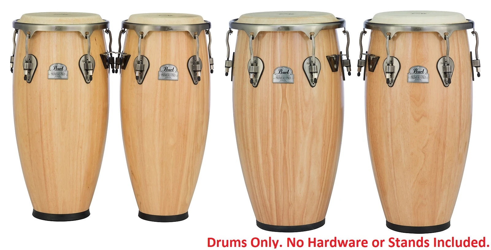 Pearl Primero Pro 4pc Quinto Congas Tumba Wooden Drums Set Natural