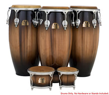 Load image into Gallery viewer, Pearl *Pre-Order* Elite Series Thai Oak Mocha Burst 4pc Quinto Conga Tumba Bongos Drums Set 11",11.75",12.5",7" & 9" | Special Order | Authorized Dealer