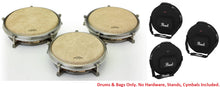 Load image into Gallery viewer, Pearl Travel Congas Thai Oak Caramel Brown Drums Set: 11" Quinto, 11.75" Conga, 12.5" Tumba & 3 Bags | NEW | Authorized Dealer