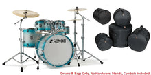 Load image into Gallery viewer, Sonor AQ2 Aqua Silver Lacquer STAGE Kit 22x17_16x15_12x8_10x7_14x6 Shell Pack Bags Authorized Dealer