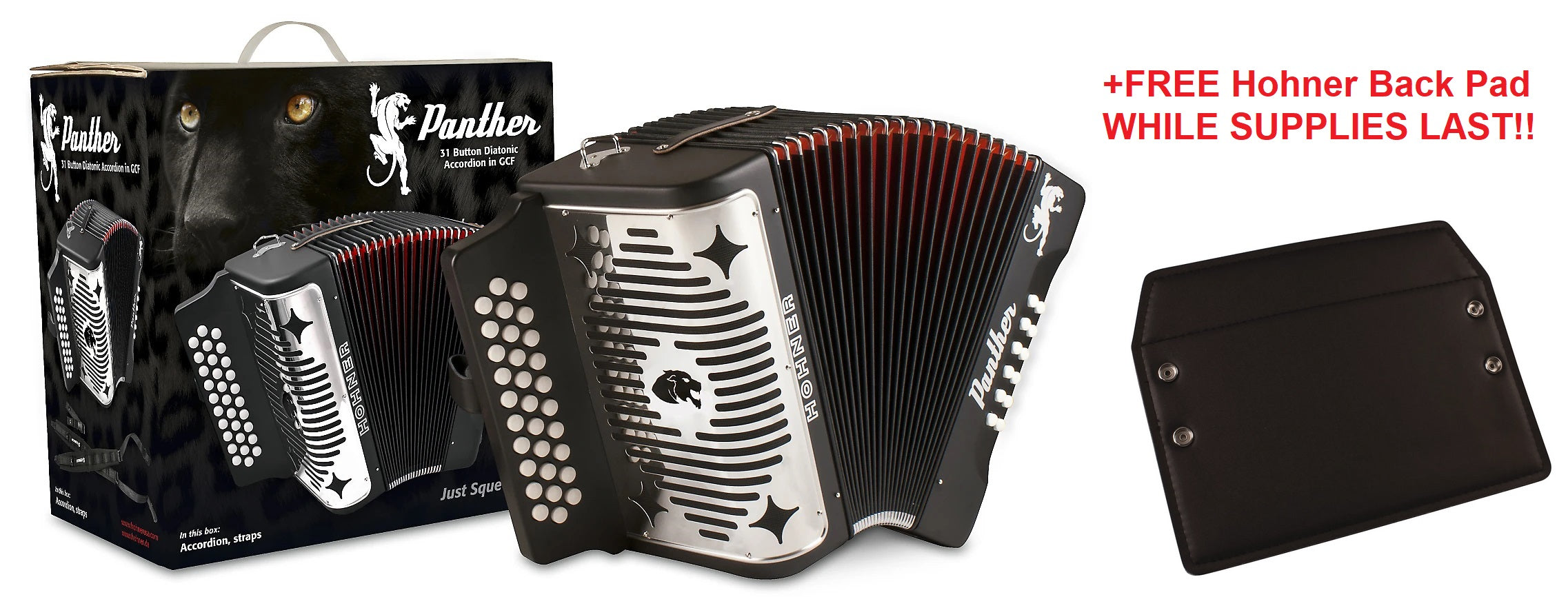 Hohner Panther GCF SOL Button Diatonic Accordion Acordeon +