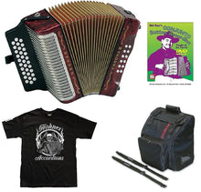 Load image into Gallery viewer, Hohner Corona III GCF/Sol Red/Rojo Accordion Acordeon +Bag/Strap/Shirt/DVD Authorized Dealer