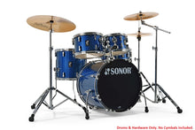 Load image into Gallery viewer, Sonor AQX Studio Blue Ocean Sparkle 5pc Complete 20x16,10x7,12x8,14x13,14x5.5 Drums & Hardware Authorized Dealer