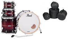 Load image into Gallery viewer, Pearl Masters Complete Red Burst Stripe 22x18_10x7_12x8_16x16 Drum Set Shells BAGS Authorized Dealer