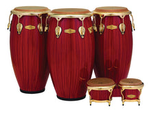 Load image into Gallery viewer, Pearl *Pre-Order* Havana Series Fiberglass 4pc Conga & Bongos Set Red Tiger Stripe Gold 11",11.75",12.5", 7"/ 9" | Special Order | Authorized Dealer