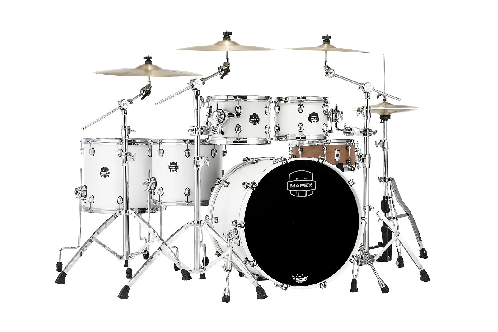 Mapex Saturn Satin White Studioease Drums 22x18/10x7/12x8/14x12