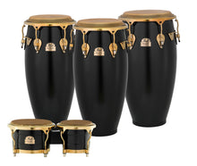 Load image into Gallery viewer, Pearl *Pre-Order* Elite Series Thai Oak Satin Black w/Gold HW 4pc Conga & Bongos Set 11",11.75",12.5", 7" & 9" | Special Order | Authorized Dealer