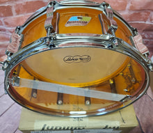 Load image into Gallery viewer, Ludwig Vistalite Amber 5x14" Zep Bonham Snare Drum Molded Acrylic with Bowtie Lugs | Made in the USA | Authorized Dealer