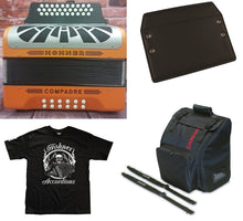 Load image into Gallery viewer, Hohner Compadre FBE Orange Silver Grill Accordion FA Acordeon +Bag_Straps_Shirt Authorized Dealer