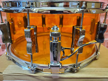Load image into Gallery viewer, Ludwig *Pre-Order* Vistalite Amber 6.5x14" Zep Bonham Snare Drum Molded Acrylic with Bowtie Lugs | Made in the USA | NEW | Special Order | Authorized Dealer
