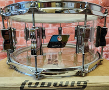 Load image into Gallery viewer, Ludwig *Pre-Order* Vistalite Clear 6.5x14" Zep Bonham Snare Drum Molded Acrylic with Bowtie Lugs | Made in the USA | NEW | Special Order | Authorized Dealer