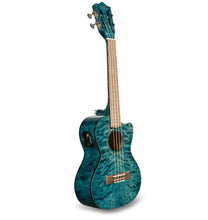 Load image into Gallery viewer, Lanikai Quilted Maple Blue Stain Tenor Acoustic/Electric Concert Ukulele +Case | Authorized Dealer