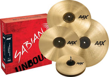 Load image into Gallery viewer, Sabian *Pre-Order* AAX Freq Performance Cymbal Pack: 14" Hats/16" & 18" Crash/21" Ride +Shirt & Sticks Special Order | Dealer