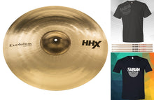 Load image into Gallery viewer, Sabian HHX 19" Evolution Crash Brilliant Finish Cymbal + TShirt & VF Sticks Bundle Authorized Dealer