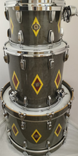 Load image into Gallery viewer, Ludwig 110th Anniversary Charcoal Diamond Flash Legacy 3pc Drum Set Mahogany Kit 14x22, 16x16, 9x13