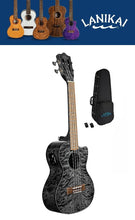 Load image into Gallery viewer, Lanikai Quilted Maple Black Acoustic Electric Cutaway Tenor Ukulele | Free Case | Authorized Dealer