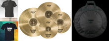 Load image into Gallery viewer, Sabian FRX Performance Set 14" Hats, 16" Crash, 18" Crash, 21" Ride +Cymbal Bag, T-Shirt, Drumsticks