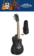 Load image into Gallery viewer, Lanikai Quilted Maple Black Acoustic Electric Cutaway Concert Ukulele Free Case | Authorized Dealer