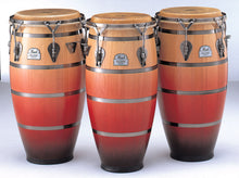 Load image into Gallery viewer, Pearl Folkloric Thai Oak Crimson Sunrise Quinto Segundo Tumbador Traditional Drums 11",11.75",12.5"