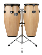Load image into Gallery viewer, Gon Bops Fiesta Series 11"/12" Natural Conga Set Mango Shells with Stand | NEW | Authorized Dealer