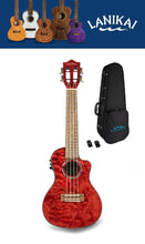 Load image into Gallery viewer, Lanikai Quilted Maple Red Stain Acoustic/Electric Concert Ukulele +Free Case | NEW Authorized Dealer