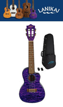 Load image into Gallery viewer, Lanikai Quilted Maple Purple Acoustic/Electric Concert Cutaway Ukulele +FREE Case Authorized Dealer