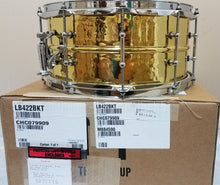 Load image into Gallery viewer, Ludwig 6.5x14" Hammered Brass Hammered Kit Snare Drum with Tube Lugs LB422BKT Made in the USA NEW Authorized Dealer