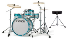 Load image into Gallery viewer, Sonor AQ2 Aqua Silver Burst Lacquer SAFARI 16x15 13x12 10x7 13x6 Drum Kit +Throne Authorized Dealer