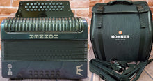 Load image into Gallery viewer, Hohner Corona C-II Redesigned Green/Gold GCF Sol Button Accordion Made in Germany Authorized Dealer