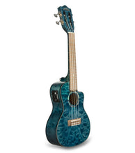 Load image into Gallery viewer, Lanikai Quilted Maple Blue Stain Concert Acoustic/Electric Concert Ukulele +Case | Authorized Dealer