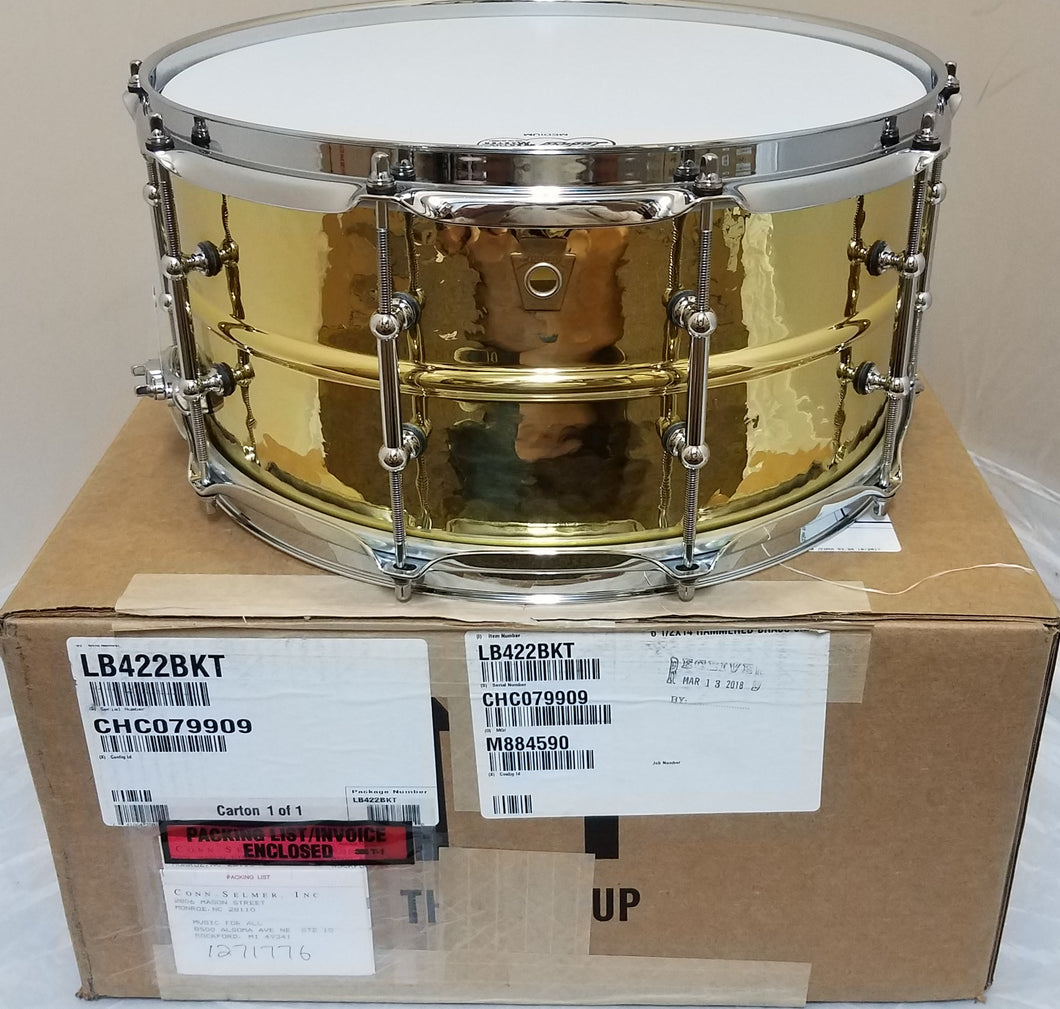 Ludwig LB422BKT 6.5x14 Hammered Brass  Hammered Kit Snare Drum with Tube Lugs NEW Authorized Dealer