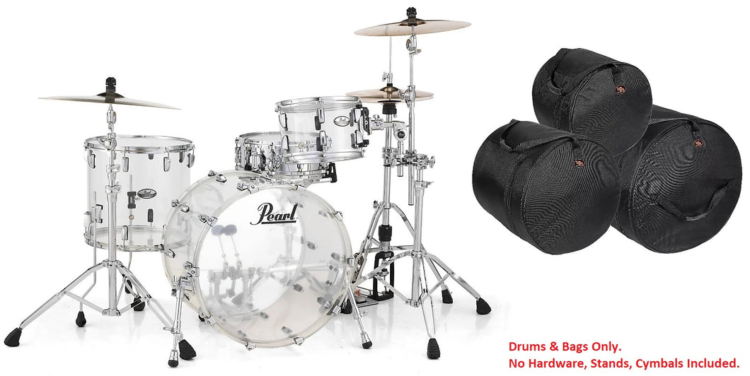 Pearl Crystal Beat 20x15 12x8 14x13 Ultra Clear 3pc Jazz Bop Drum Kit Shell Pack +Bags | Authorized Dealer