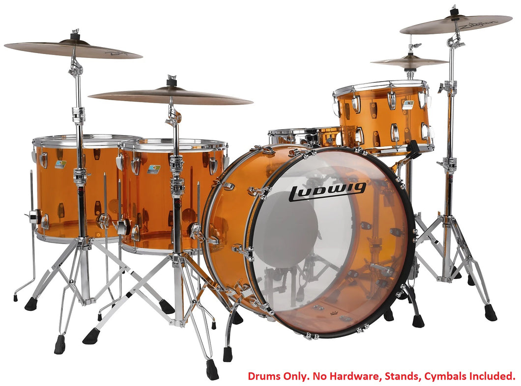 Ludwig Vistalite Amber ZEP SET 14x26/16x18/16x16/10x14/6.5x14 Drums Kit Shell Pack Authorized Dealer