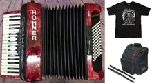 Load image into Gallery viewer, Hohner Bravo III 72 Bass Red Rojo Piano Accordion Acordeon w/GigBag, Straps, Shirt | Authorized Dealer
