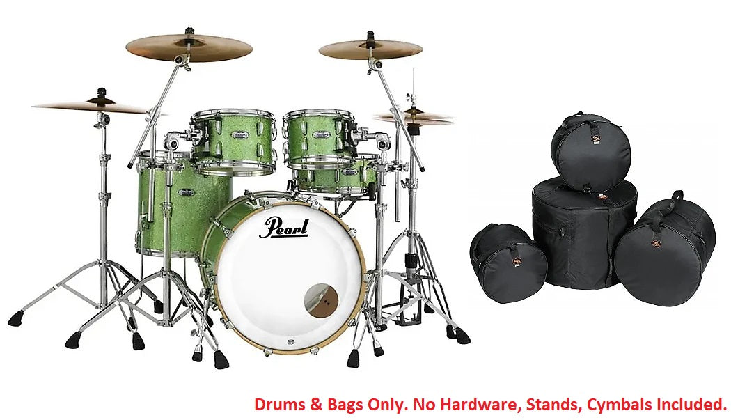 Pearl Masters Complete 22x18_10x7_12x8_16x16 Absinthe Sparkle Drums Shells +Bags! Authorized Dealer
