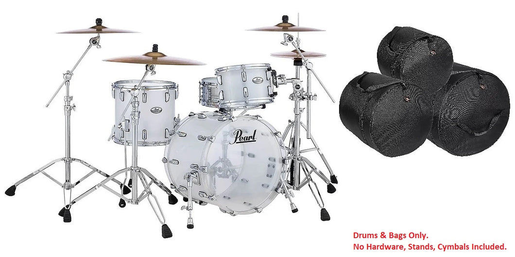 Pearl Crystal Beat 20x15_12x8_14x13 Frosted Acrylic Drum Set Shell Pack +GigBags | Authorized Dealer