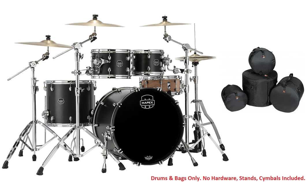 Mapex Saturn Satin Black Rock Fast Drum Set 22x18/10x7/12x8/16x14 4pc Shells &Bags Authorized Dealer