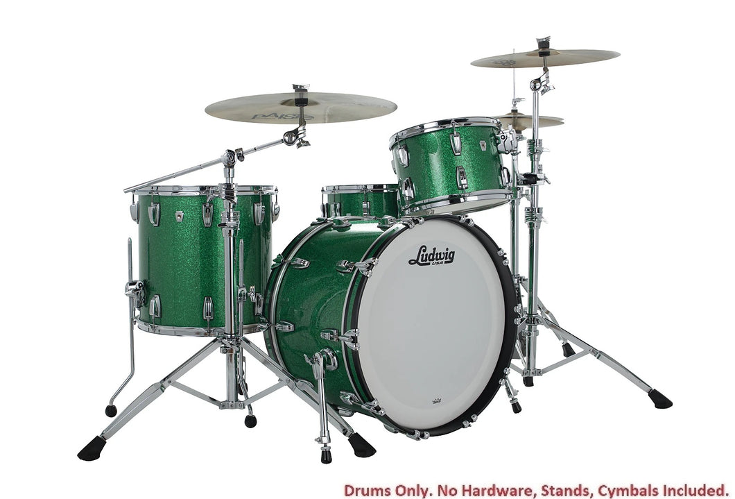 Ludwig Pre-Order Classic Oak Green Sparkle Fab Kit 14x22_9x13_16x16 Drum Set | Made in the USA | Authorized Dealer