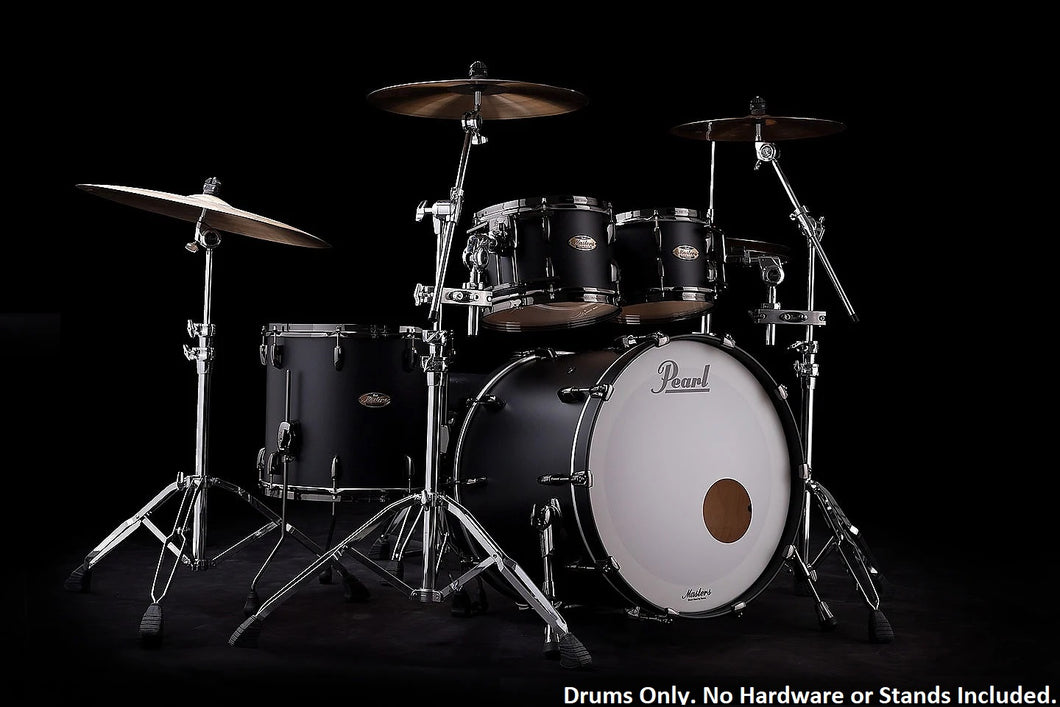 Pearl Masters Maple Reserve Limited Edition 22x18_10x7_12x8_16x14 Solid Matte Black Drum Shells | Special Order