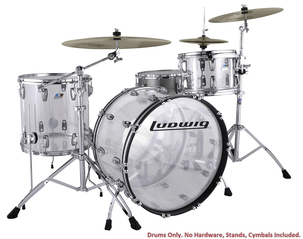 Ludwig Pre-Order Vistalite Clear Pro Beat 14x24/16x16/9x13 Acrylic Drum Shell Pack | Made in the USA Authorized Dealer