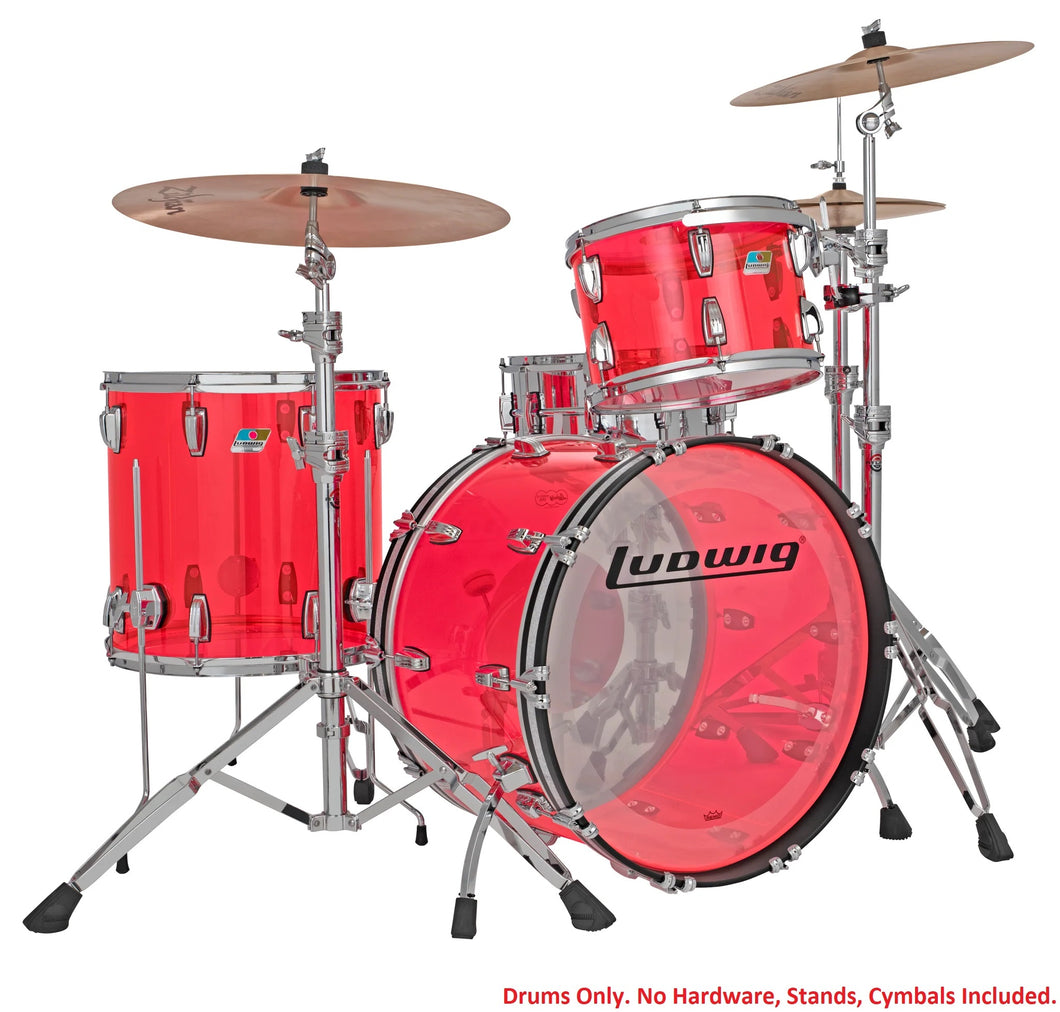 Ludwig Pre-Order Vistalite Pink Fab 14x22/16x16/9x13 Shell Pack Acrylic Kit Drum Set | NEW Authorized Dealer