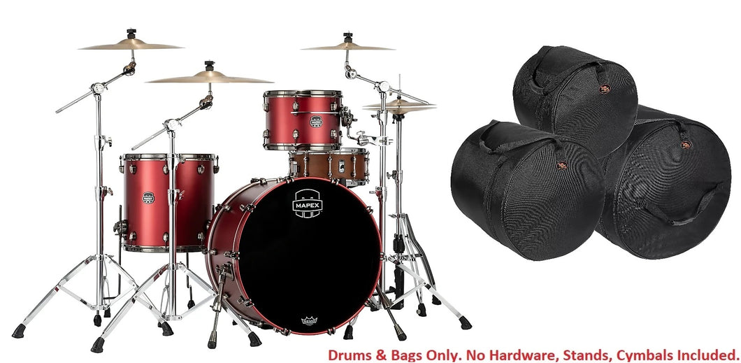 Mapex Saturn Evolution Hybrid Tuscan Red Lacquer Powerhouse Rock 3pc Drums Kit BAGS 24x14,13x9,16x16 Authorized Dealer