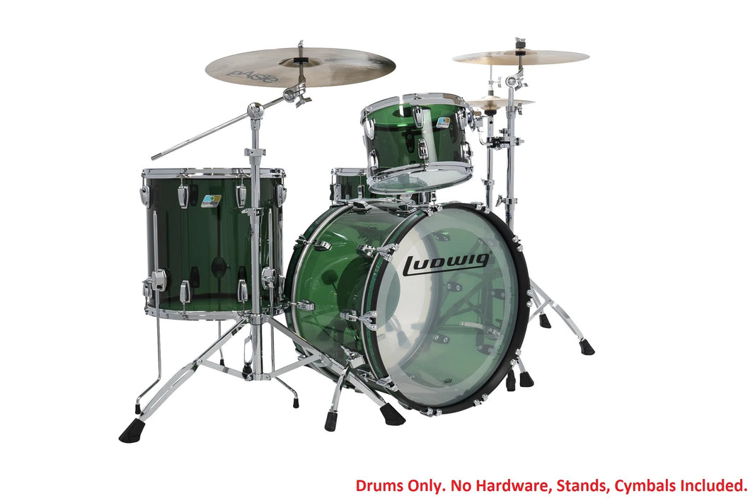 Ludwig Vistalite Green 50th Anniversary Fab Kit 14x22/16x16/9x13 Special Order Shell Pack Drum Set Authorized Dealer