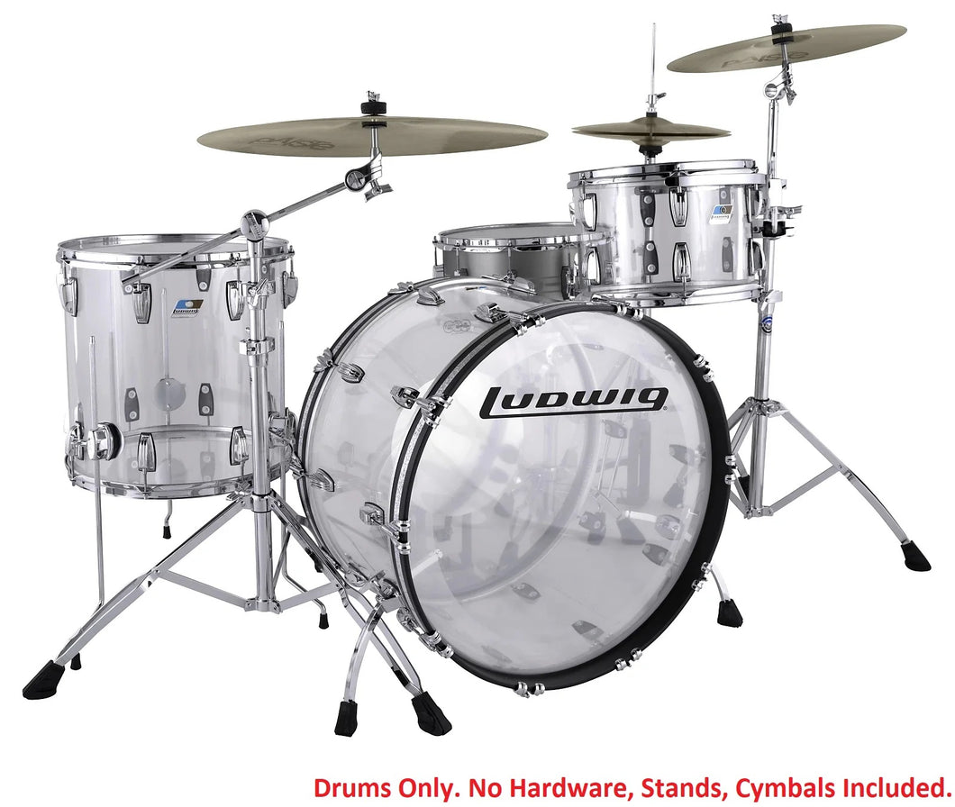 Ludwig Vistalite Clear Custom 14x24/16x16/8x12 Drum Set Shell Pack 3-Piece Kit NEW Authorized Dealer