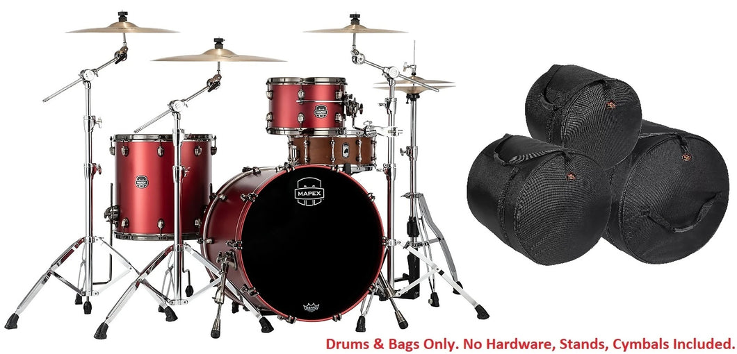Mapex Saturn Evolution Hybrid Tuscan Red Lacquer Organic Rock 3pc Drum Set +Bags 22x16_12x8_16x16 Auth Dealer