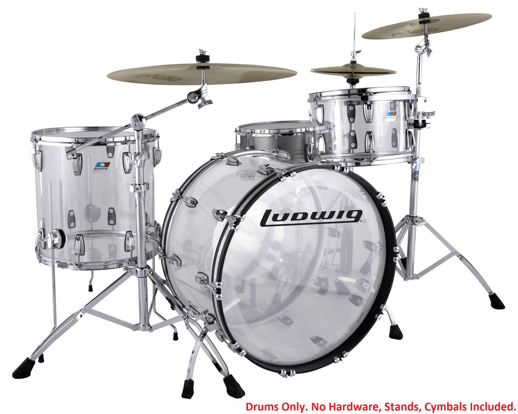 Ludwig Pre-Order Vistalite Clear Fab Kit 14x22/16x16/9x13 Shell Pack Drums Set Special Order Authorized Dealer