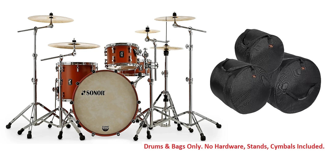 Sonor SQ1 Satin Copper Brown 24x14/13x9/16x15 Drum Kit Shell Pack Matching BD Hoops +Bags | Dealer