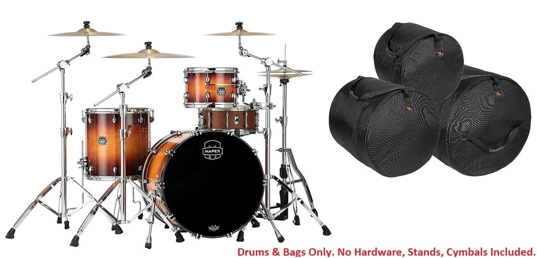 Mapex Saturn Evolution Hybrid Exotic Sunburst Lacquer Powerhouse Rock Drums & BAGS 24x14,13x9,16x16