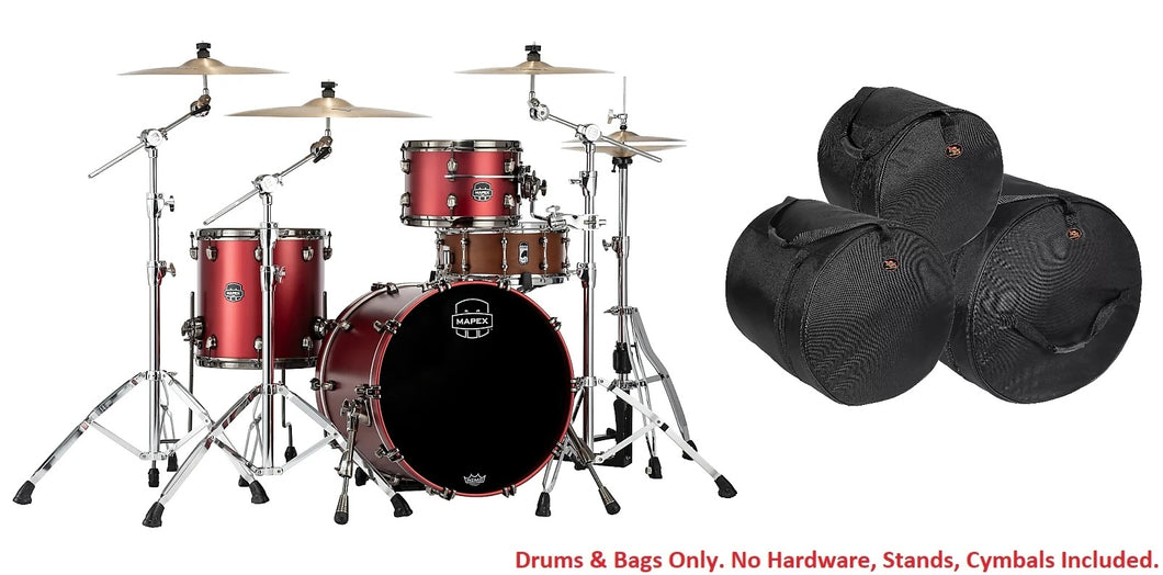 Mapex Saturn Evolution Hybrid Tuscan Red Lacquer Straight Ahead 3pc Kit Drum BAGS 20x16, 12x8, 14x14